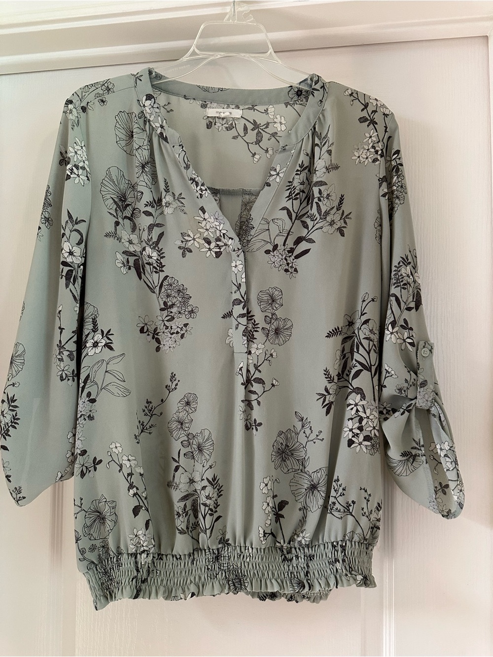 Maurices Sage Green Floral V-Neck Blouse